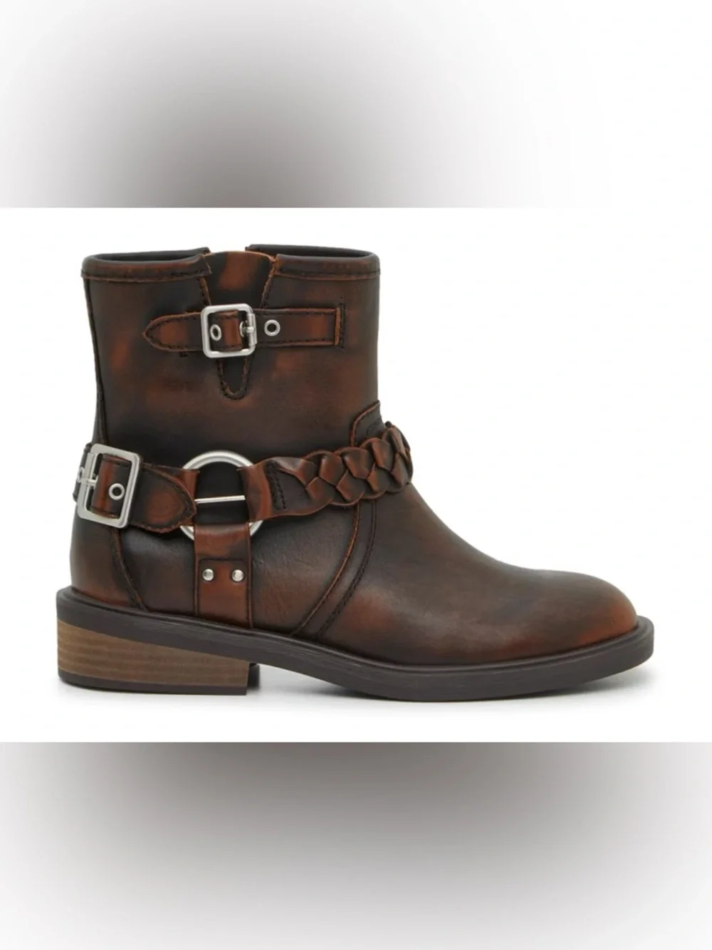 Crown Vintage Willa Moto Bootie Dark Brown Leather size 8.5 - Picture 1 of 8